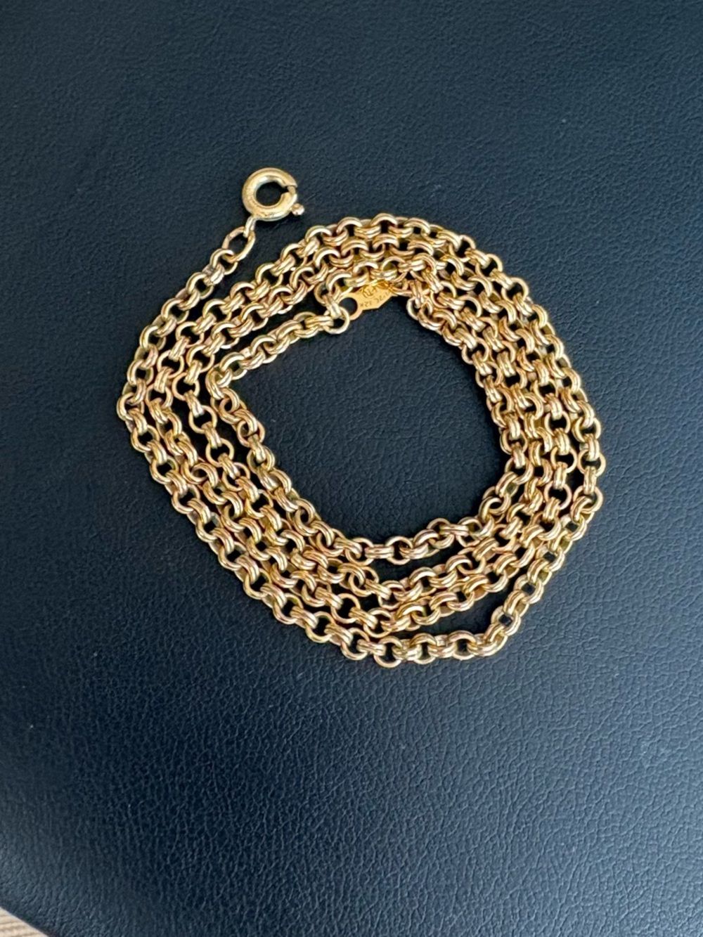 Vintage 1/20 12KGF yellow gold Rollo cable chain link necklace 18" long - Picture 4 of 11
